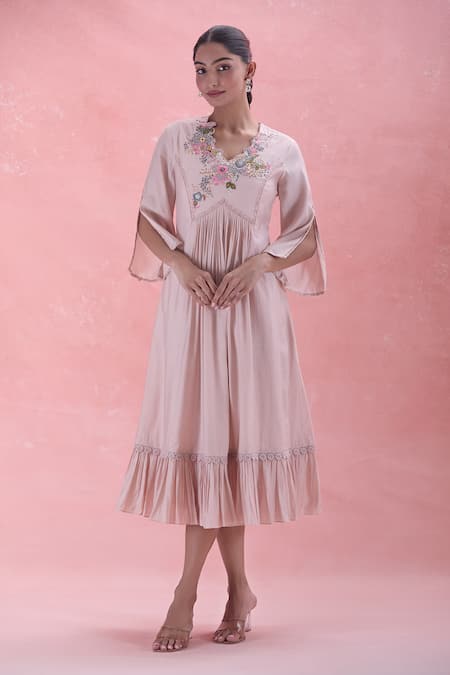 Whimsical By Shica Floral Hand Embroidered Dress 