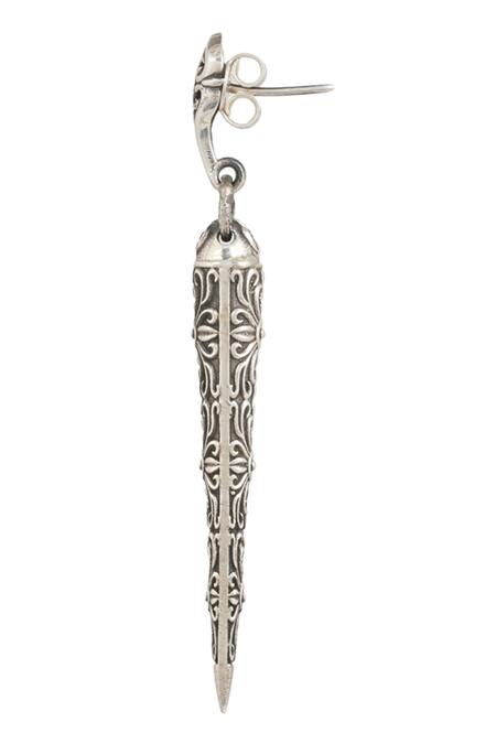 Anuka Jewels Silver Plated Floral Swirl Carved Earrings Online at Aza Fashions Anuka Jewels_Silver Plated Floral Swirl Carved Earrings _Online_at_Aza_Fashions