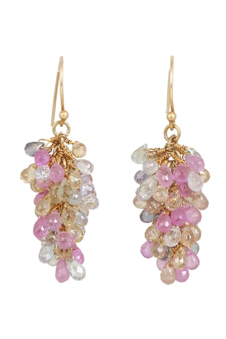 Anuka Jewels Multi Color Tourmaline Drop Bunch Earrings 