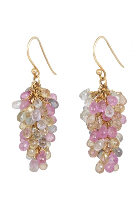 Shop Anuka Jewels Multi Color Stones Tourmaline Drop Bunch Earrings at Aza Fashions Shop_Anuka Jewels_Multi Color Stones Tourmaline Drop Bunch Earrings _at_Aza_Fashions
