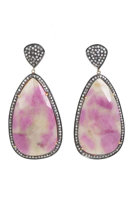 Anuka Jewels Pink Stones, Zari Sapphire Drop Earrings 