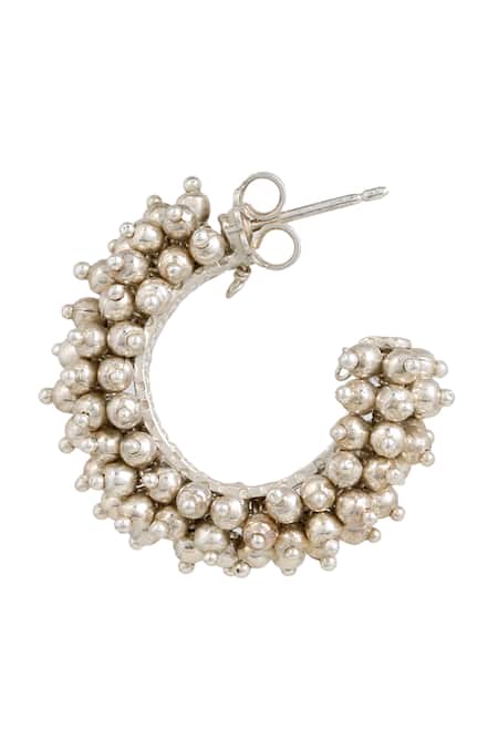 Anuka Jewels Silver Plated Beads Cluster Embellished Half Hoops Online at Aza Fashions Anuka Jewels_Silver Plated Beads Cluster Embellished Half Hoops _Online_at_Aza_Fashions
