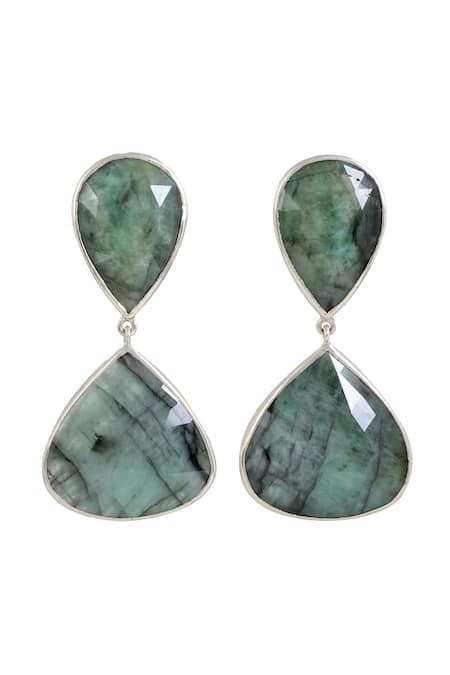 Anuka Jewels Green Diamonds, Stones Emerald Embellished Drop Earrings 