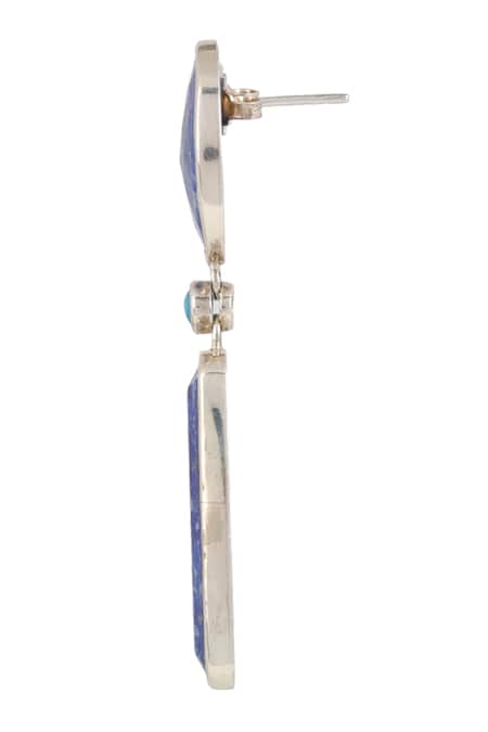 Anuka Jewels Silver Plated Lace, Stones Lapis Embellished Geometric Earrings Online at Aza Fashions Anuka Jewels_Silver Plated Lace, Stones Lapis Embellished Geometric Earrings _Online_at_Aza_Fashions