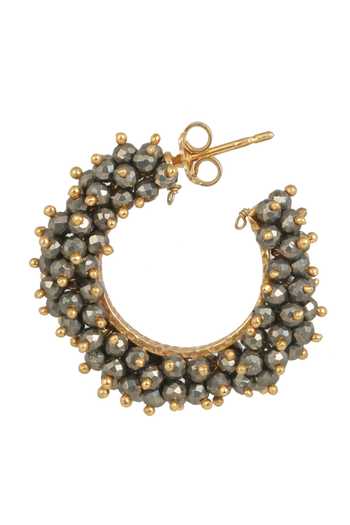 Anuka Jewels_Grey Crystals Pyrite Cluster Half Hoop Earrings _Online_at_Aza_Fashions