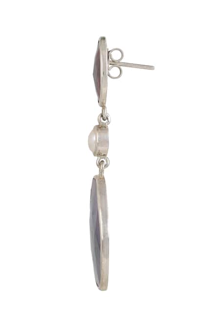 Buy_Anuka Jewels_Silver Plated Pearls, Rhinestones Amyra Dew Drop Earrings _Online_at_Aza_Fashions