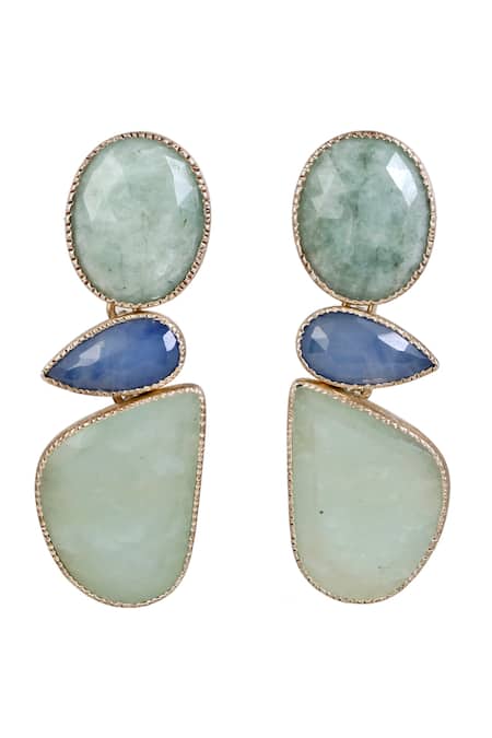 Anuka Jewels Silver Plated Stones, Diamonds Eden Tilt Tear Drop Earrings