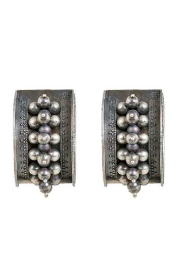 Shop Anuka Jewels Silver Plated Beads Ghungroo Tribal Hoops at Aza Fashions Shop_Anuka Jewels_Silver Plated Beads Ghungroo Tribal Hoops _at_Aza_Fashions