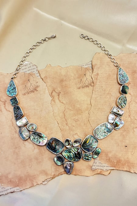 Anuka Jewels Green Abalone Stone Embellished Necklace 