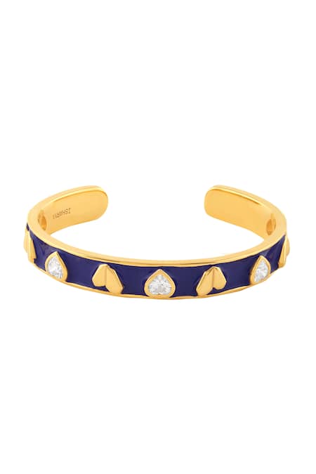 ISHARYA Blue Enamel Lucky Charms Heart Cuff Bracelet 