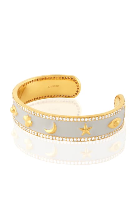 ISHARYA Lucky Charms Enamelled Embellished Cuff Bracelet 