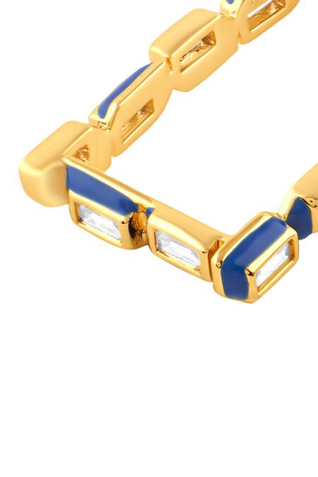 Isharya_Blue Crystals, Stones Square Shaped Hoops_Online_at_Aza_Fashions