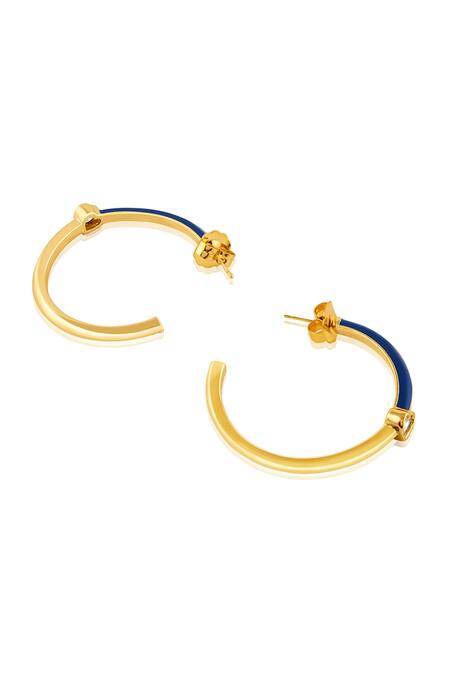 Shop_Isharya_Blue Crystals Cubic Zirconia Embellished Hoops_at_Aza_Fashions