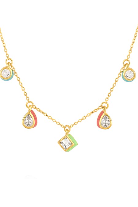 Shop Isharya Multi Color Cubic Zirconia Embellished Choker at Aza Fashions Shop_Isharya_Multi Color Cubic Zirconia Embellished Choker _at_Aza_Fashions