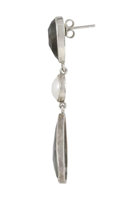 Buy_Anuka Jewels_Silver Plated Labradorite Stone Cosmic Dew Drop Earrings _Online_at_Aza_Fashions