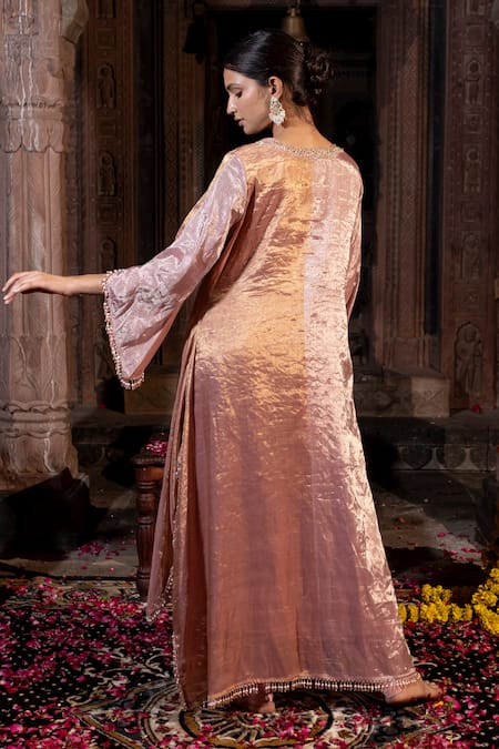 Farha Syed Zardozi Embroidered Kaftan & Dhoti Pant Set 