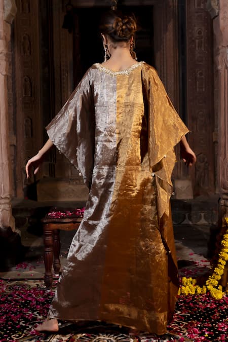 Farha Syed Cutdana Neckline Embroidered Kaftan 