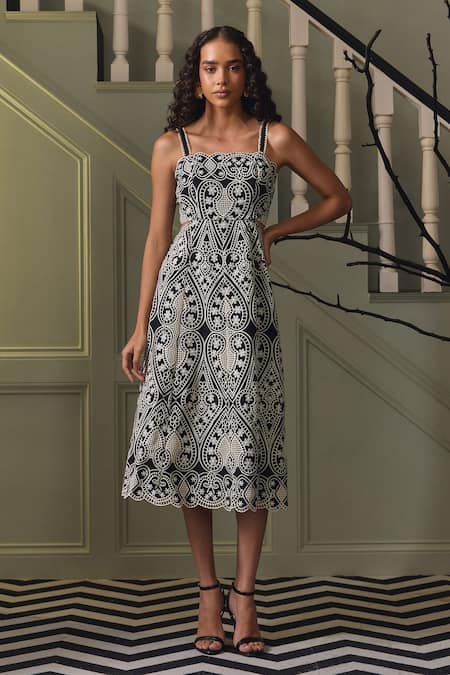 Label Deepika Nagpal Audrey Cut-Out Floral Cutwork Dress 