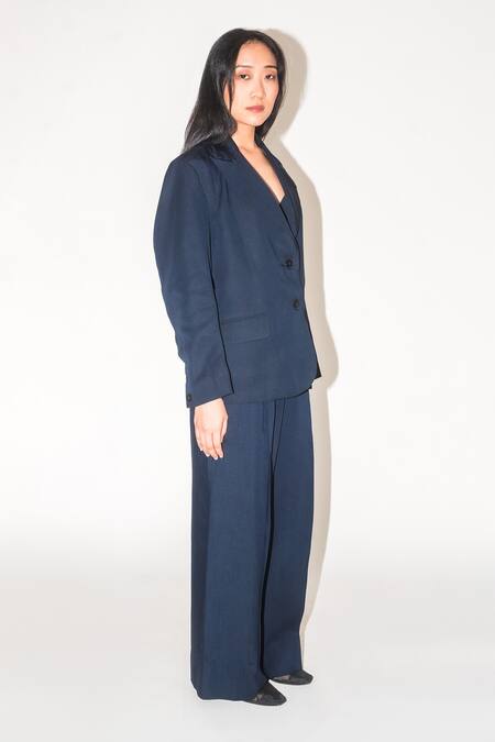 Buy Leh Studios Blue Linen, Silk Midnight Blazer Online at Aza Fashions Buy_Leh Studios_Blue Linen, Silk Midnight Blazer _Online_at_Aza_Fashions