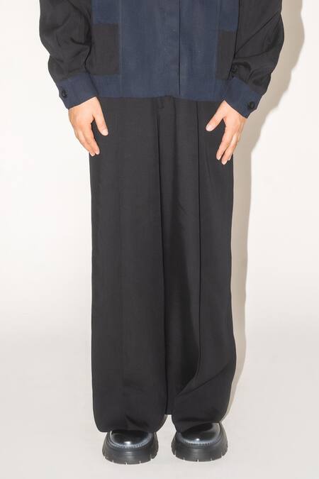 Leh Studios Black Linen Silk Blend Wide Legged Pant Online at Aza Fashions Leh Studios_Black Linen Silk Blend Wide Legged Pant _Online_at_Aza_Fashions