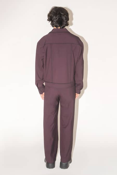 Leh Studios Purple 100% Viscose Otis Lapel Collar Jacket Online at Aza Fashions Leh Studios_Purple 100% Viscose Otis Lapel Collar Jacket _Online_at_Aza_Fashions