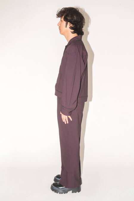 Buy Leh Studios Purple 100% Viscose Otis Lapel Collar Jacket Online at Aza Fashions Buy_Leh Studios_Purple 100% Viscose Otis Lapel Collar Jacket _Online_at_Aza_Fashions