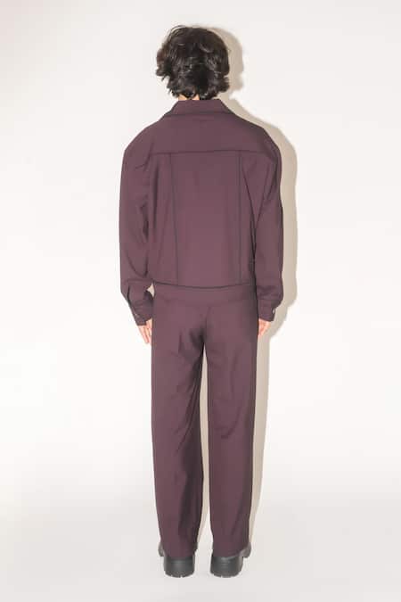 Shop Leh Studios Purple 100% Viscose Otis Pleated Relaxed Fit Trouser at Aza Fashions Shop_Leh Studios_Purple 100% Viscose Otis Pleated Relaxed Fit Trouser _at_Aza_Fashions