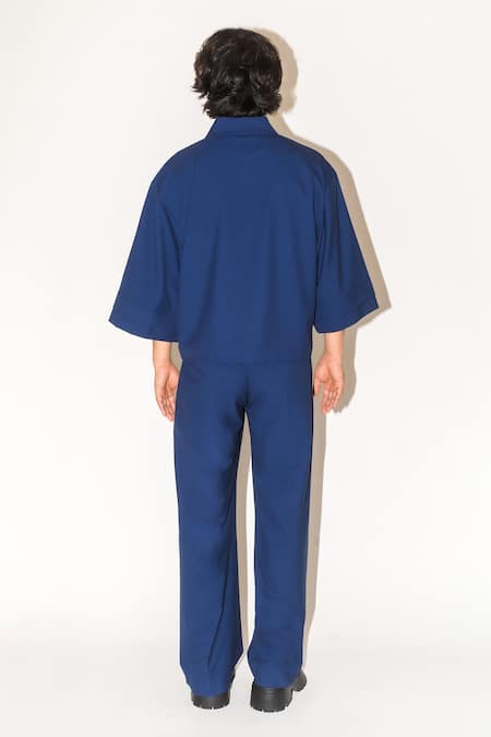 Shop Leh Studios Blue 100% Viscose Toby Pleated Pant at Aza Fashions Shop_Leh Studios_Blue 100% Viscose Toby Pleated Pant _at_Aza_Fashions