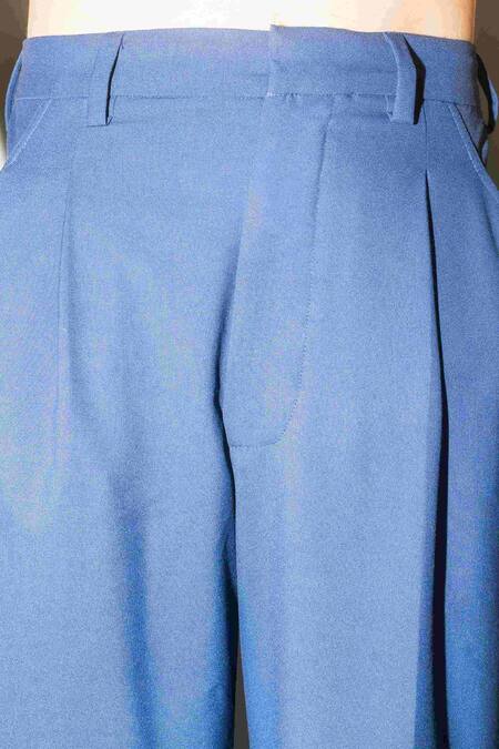 Leh Studios Blue 100% Viscose Toby Pleated Pant Online at Aza Fashions Leh Studios_Blue 100% Viscose Toby Pleated Pant _Online_at_Aza_Fashions
