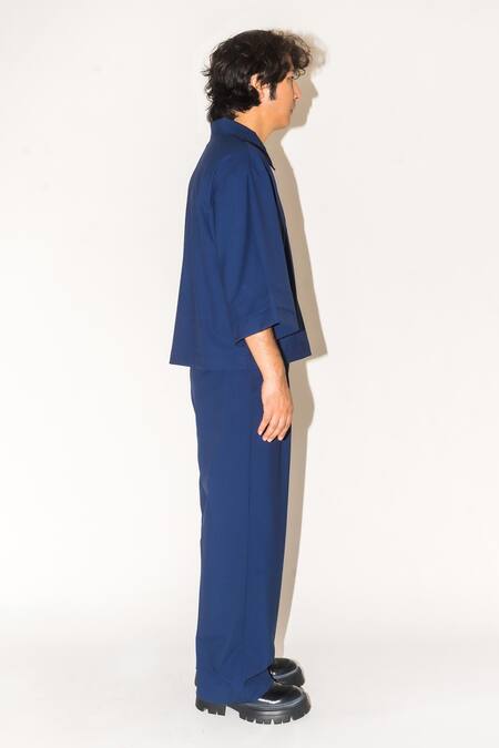 Buy Leh Studios Blue 100% Viscose Toby Pleated Pant Buy_Leh Studios_Blue 100% Viscose Toby Pleated Pant