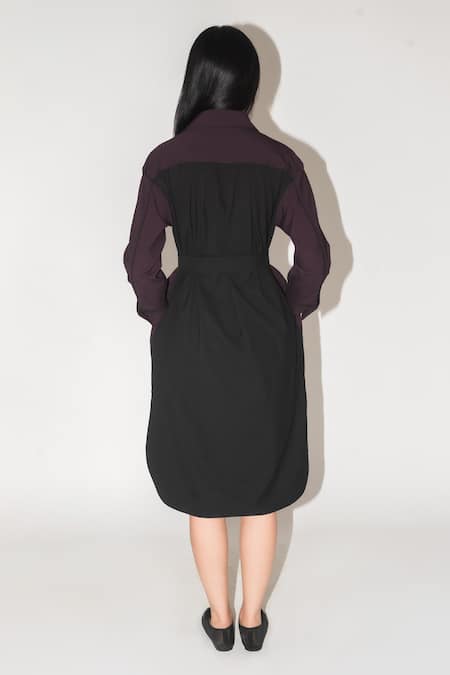 Shop Leh Studios Purple Viscose Bows Collared Broke Fence Colorblocked Dress at Aza Fashions Shop_Leh Studios_Purple Viscose Bows Collared Broke Fence Colorblocked Dress _at_Aza_Fashions