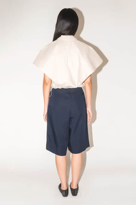 Leh Studios Beige Cotton Collared Front Zipper Top Online at Aza Fashions Leh Studios_Beige Cotton Collared Front Zipper Top _Online_at_Aza_Fashions