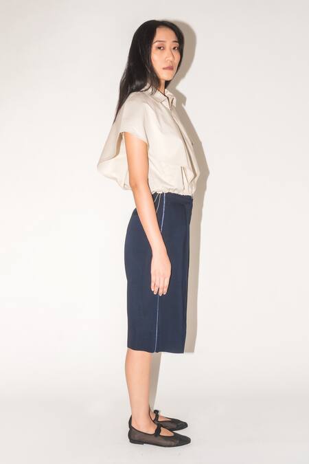 Shop Leh Studios Beige Cotton Collared Front Zipper Top Online at Aza Fashions Shop_Leh Studios_Beige Cotton Collared Front Zipper Top _Online_at_Aza_Fashions