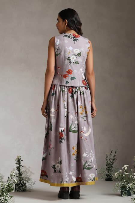 Raiman Botanical Print Vest With Skirt 