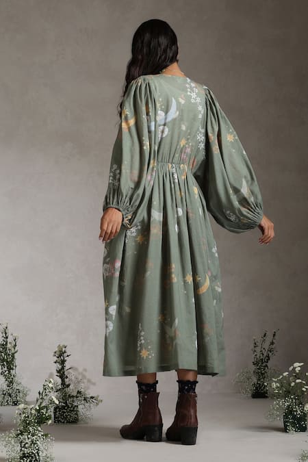 Raiman Noorah Floral Embroidered Midi Dress 