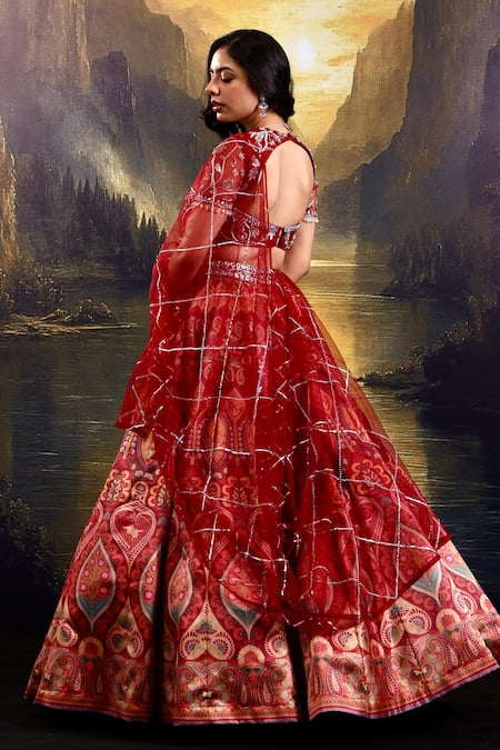 Rashika Sharma Floral Paisley Print Embroidered Lehenga Set 