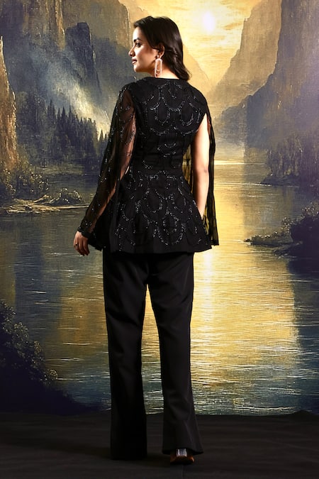 Rashika Sharma Embroidered Cape Sleeve Kurta & Flared Pant 