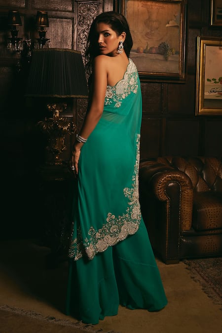 Studio22 By Pulkita Arora Bajaj Dreamscape Floral Embroidered Cape & Sharara Set 