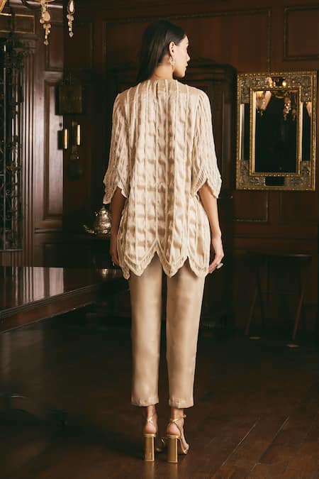 Studio22 By Pulkita Arora Bajaj Grace Pearl Embroidered Short Kurta With Pant 