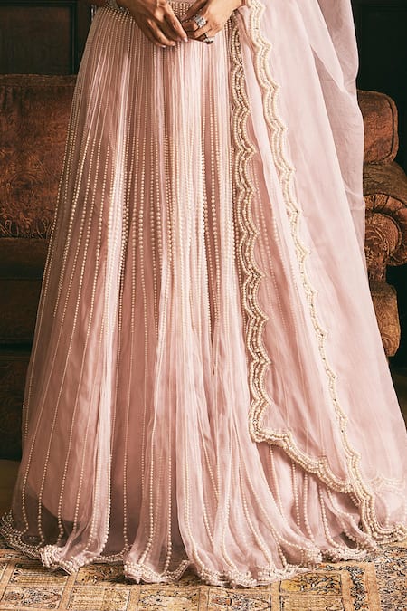 Studio22 By Pulkita Arora Bajaj Pink Organza Pearls, Crystals Sweetheart Neck Magnolia Embellished Lehenga Set Online at Aza Fashions Studio22 By Pulkita Arora Bajaj_Pink Organza Pearls, Crystals Sweetheart Neck Magnolia Embellished Lehenga Set _Online_at_Aza_Fashions