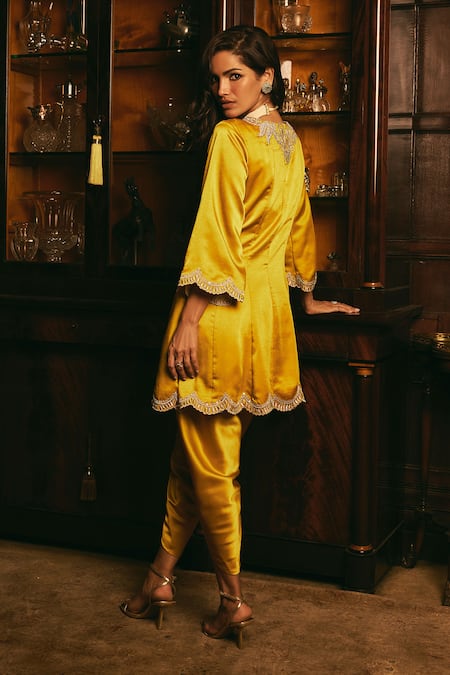 Studio22 By Pulkita Arora Bajaj Floral Embroidered Short Anarkali With Dhoti Pant 