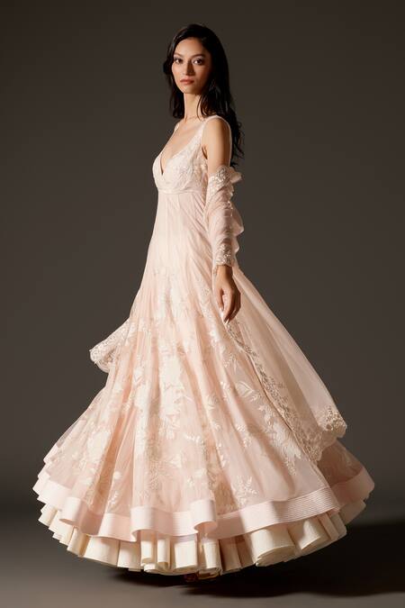 Buy Rohit Bal Pink Chanderi Sequins, Embroidery Sweetheart Floral Vine Tonal Anarkali Set Online at Aza Fashions Buy_Rohit Bal_Pink Chanderi Sequins, Embroidery Sweetheart Floral Vine Tonal Anarkali Set _Online_at_Aza_Fashions