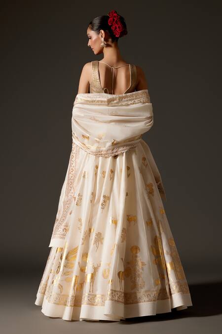 Rohit Bal Floral Antelope Foil Print Lehenga Set 