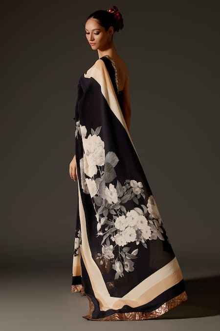 Rohit Bal Flower Vine Print Saree & Unstitched Blouse Piece Set 