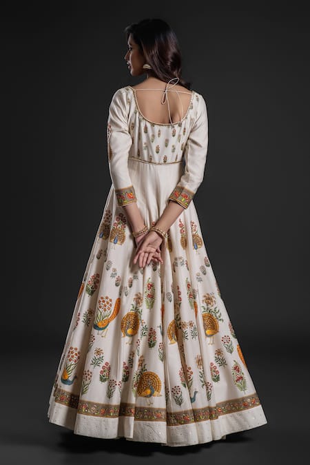 Rohit Bal Floral Bouquet Print Anarkali Churidar Set 