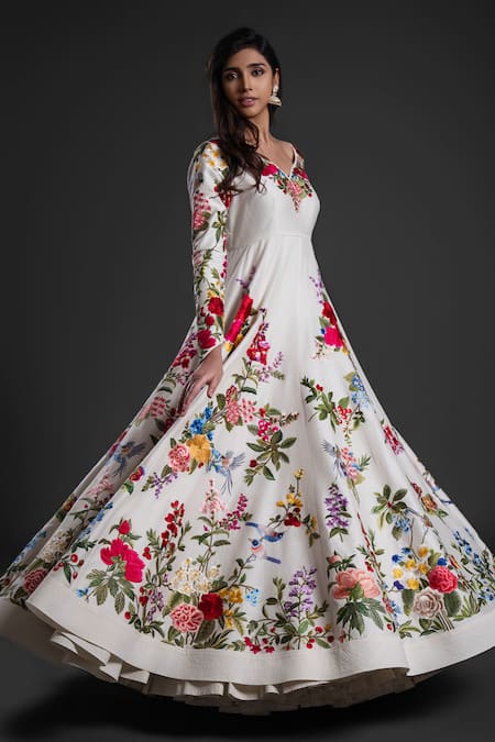 Buy Rohit Bal Ivory Chanderi Embroidery Polo Collar Floral Bouquet Yoke Anarkali Churidar Set Online at Aza Fashions Buy_Rohit Bal_Ivory Chanderi Embroidery Polo Collar Floral Bouquet Yoke Anarkali Churidar Set _Online_at_Aza_Fashions