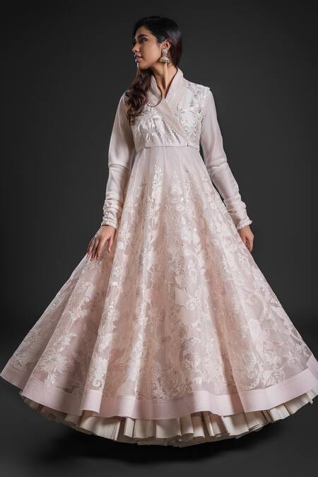 Buy Rohit Bal Pink Chanderi Sequins, Embroidery Floral Applique Anarkali Churidar Set Online at Aza Fashions Buy_Rohit Bal_Pink Chanderi Sequins, Embroidery Floral Applique Anarkali Churidar Set _Online_at_Aza_Fashions