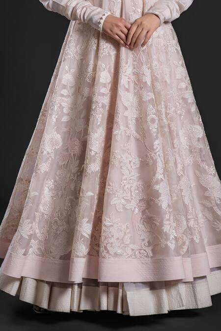 Buy Rohit Bal Pink Chanderi Sequins, Embroidery Floral Applique Anarkali Churidar Set Buy_Rohit Bal_Pink Chanderi Sequins, Embroidery Floral Applique Anarkali Churidar Set