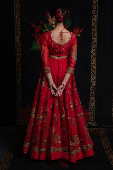 Rohit Bal Peacock Print Lehenga Set 