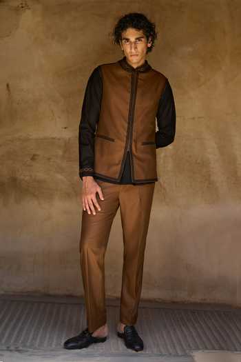 Dash And Dot_Brown Viscose, Polyester Embroidery Thread Bundi_at_Aza_Fashions